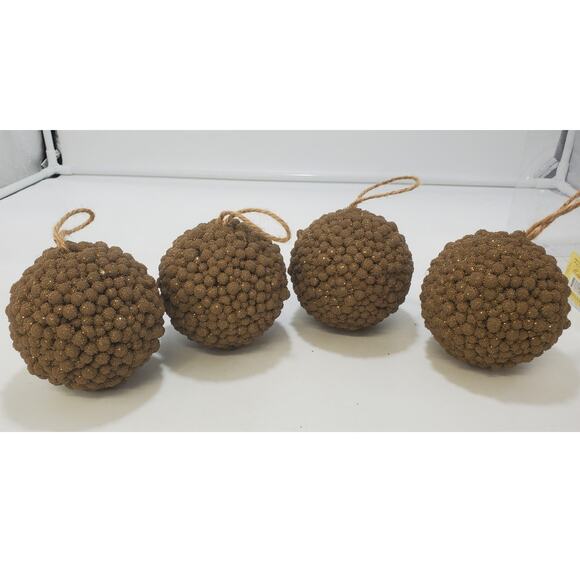Set of 4 Vintage Renaissance 2000 Brown seeded Ornaments IOB - Picture 2 of 5